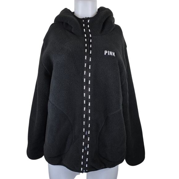 Victoria Secret Pink Black Camoflauge Reversible Womens Sherpa Jacket L - Picture 4 of 8